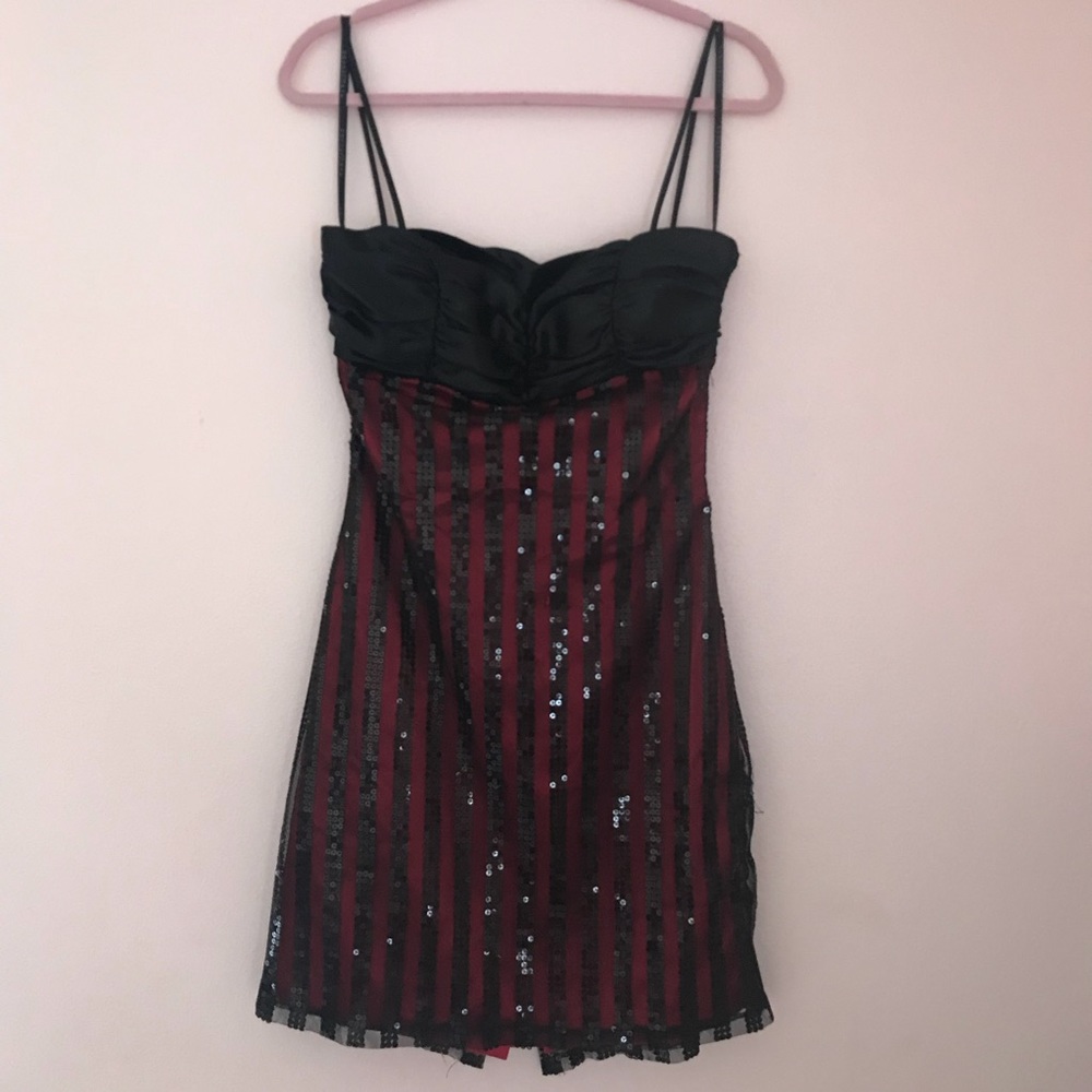 Vintage Masquerade Black and Red Sequin Dress